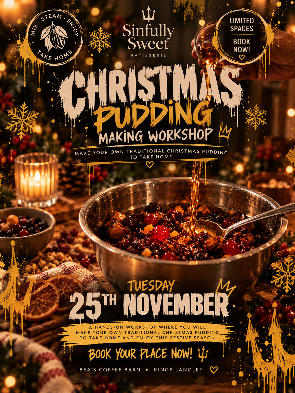 Christmas pudding workshop 25th November